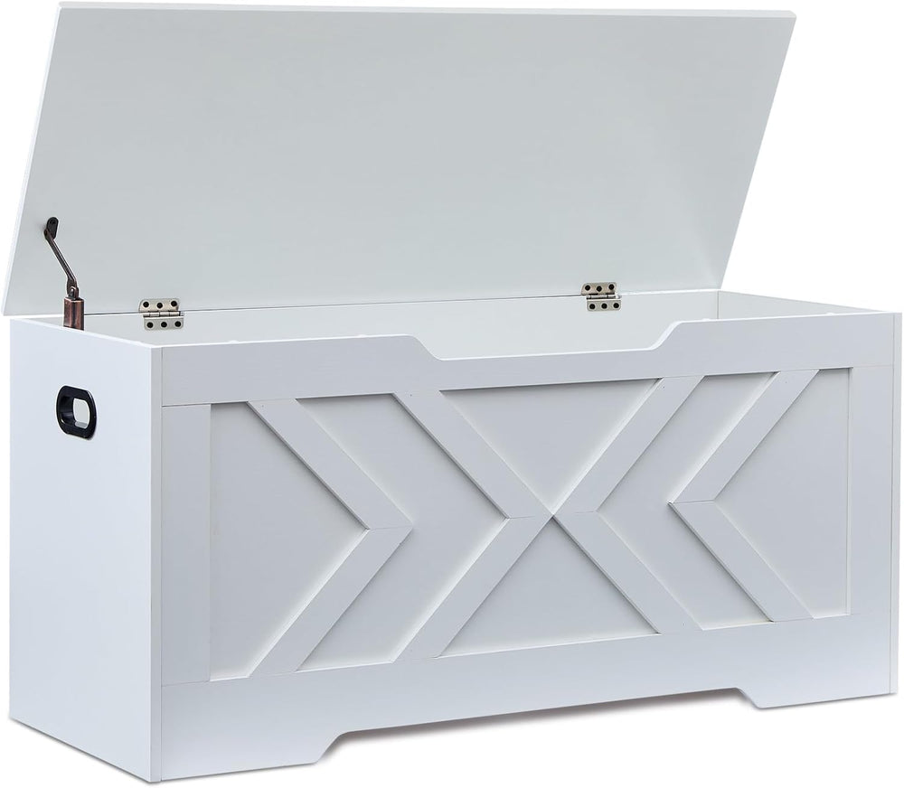39.3" Storage Bench with 2 Safety Hinges,entryway Bench,Blanket Storage,...