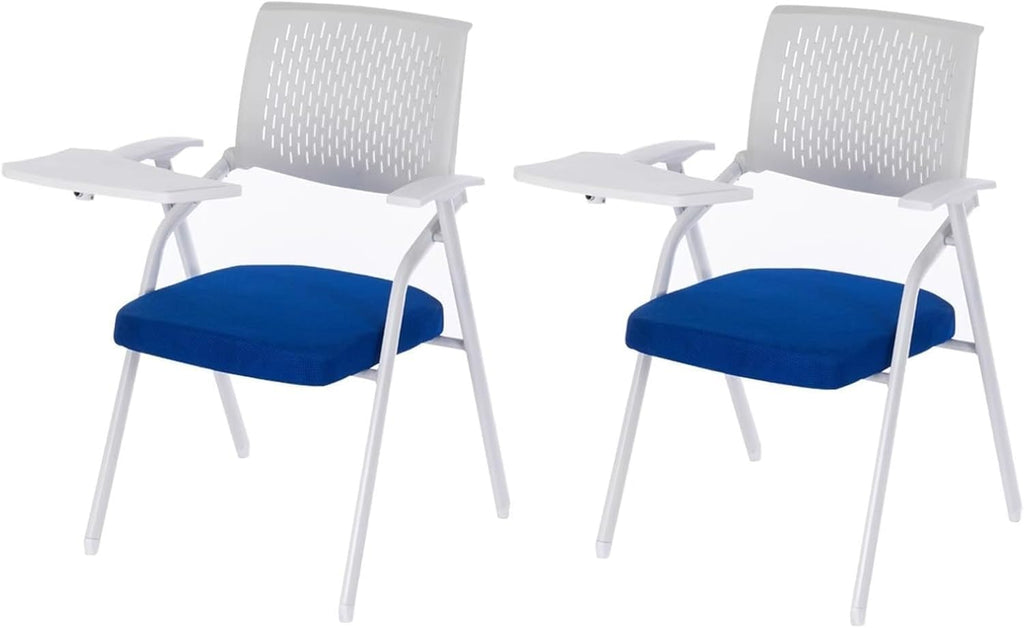 Folding Office Chair with Right Handed Tablet Arm, Comfortable Foldable Indoor, Portable Folding(Blue)