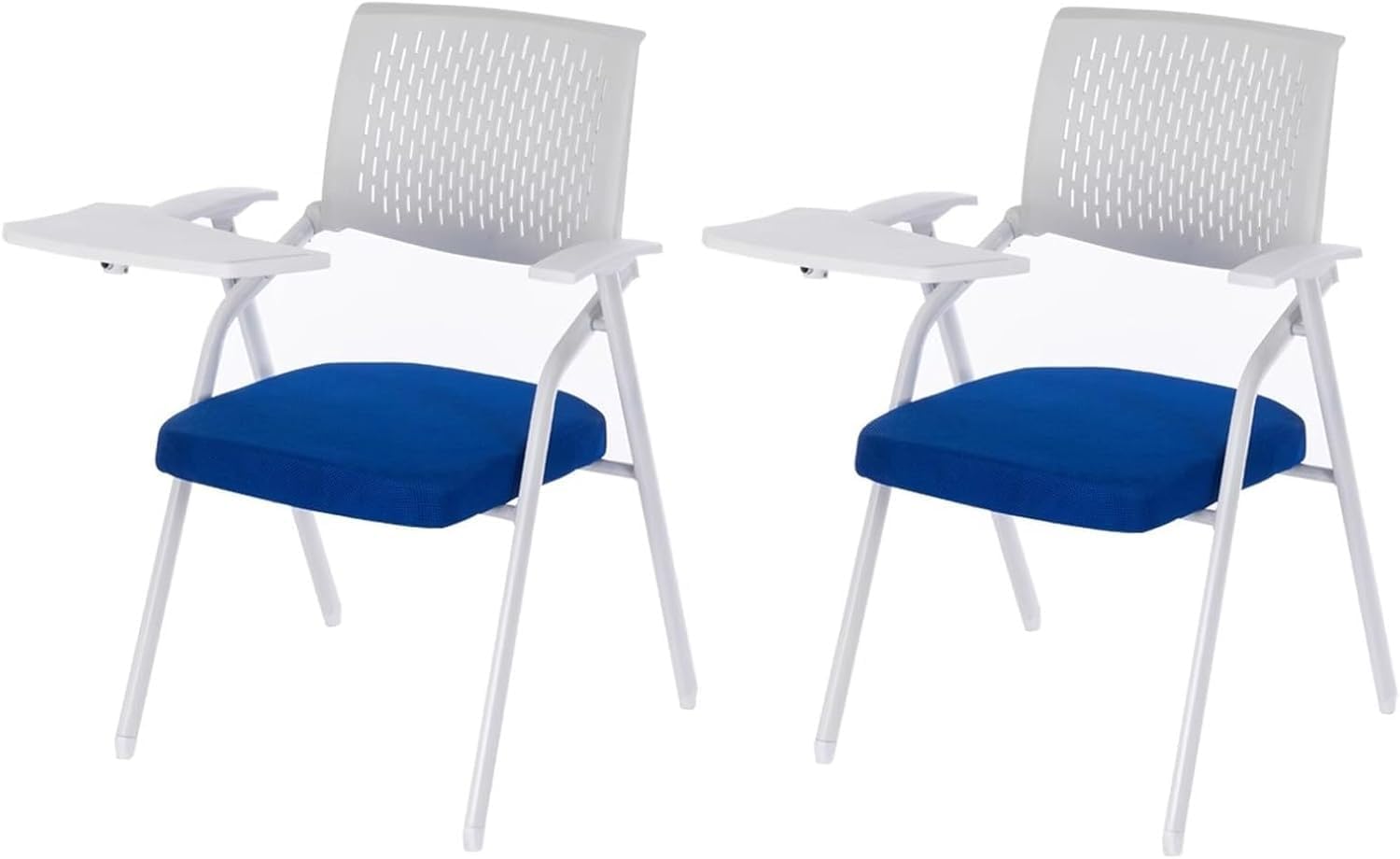 Folding Office Chair with Right Handed Tablet Arm, Comfortable Foldable Indoor, Portable Folding(Blue)