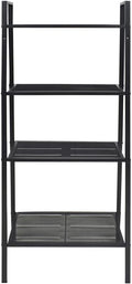 Metal Ladder Shelf 4 Tier Bookcase, Compact Shelving Unit for Bathroom Living Room Office, Durable Metal Display Rack with Mesh Shelves