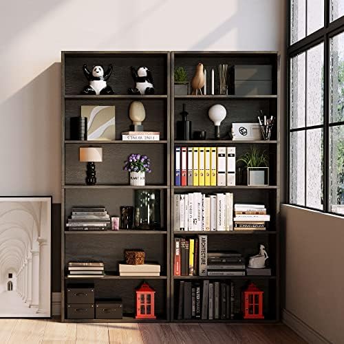 IRONCK Bookshelves and Bookcases Floor Standing 6 Tiers Display Storage Shelv...