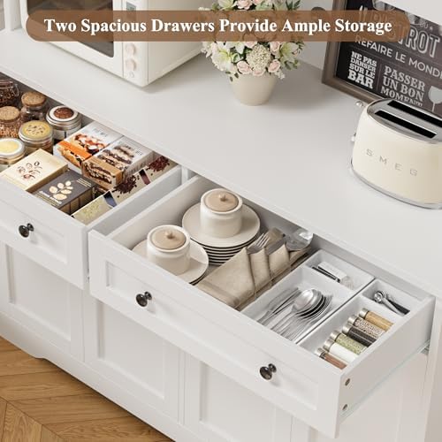 HOSTACK 75" Kitchen Pantry Storage Cabinet, Coffee Bar Hutch Cabinet, White