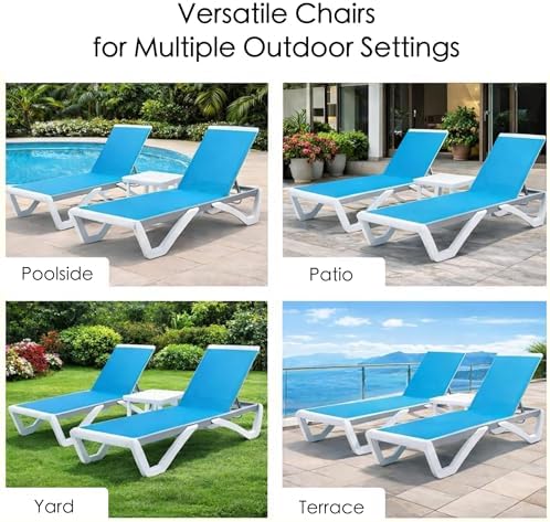 Kozyard Outdoor Chaise Lounge Chair, Full Flat Adjustable Patio Lounger with ...