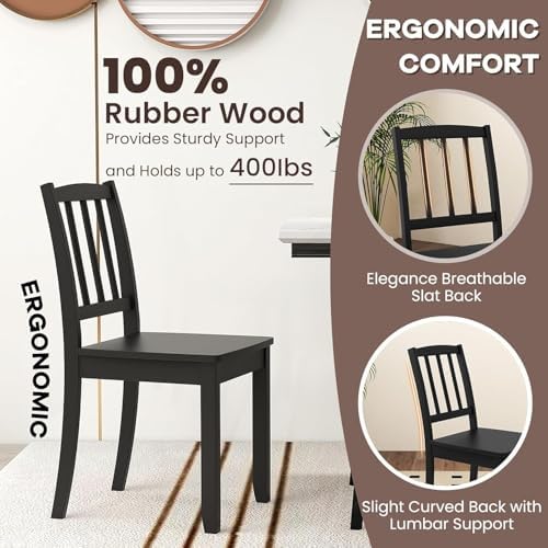 NAFORT Wood Dining Chairs Set of 6, Black Kitchen Chairs with Solid Rubber Wo...