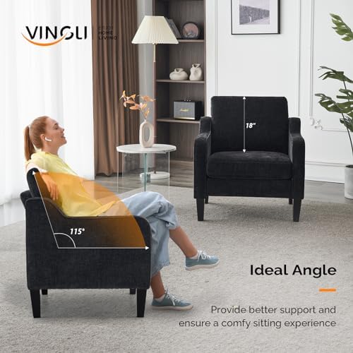 VINGLI Accent Chair, Chenille Upholstered Armchair, 380 LBS, Living Room