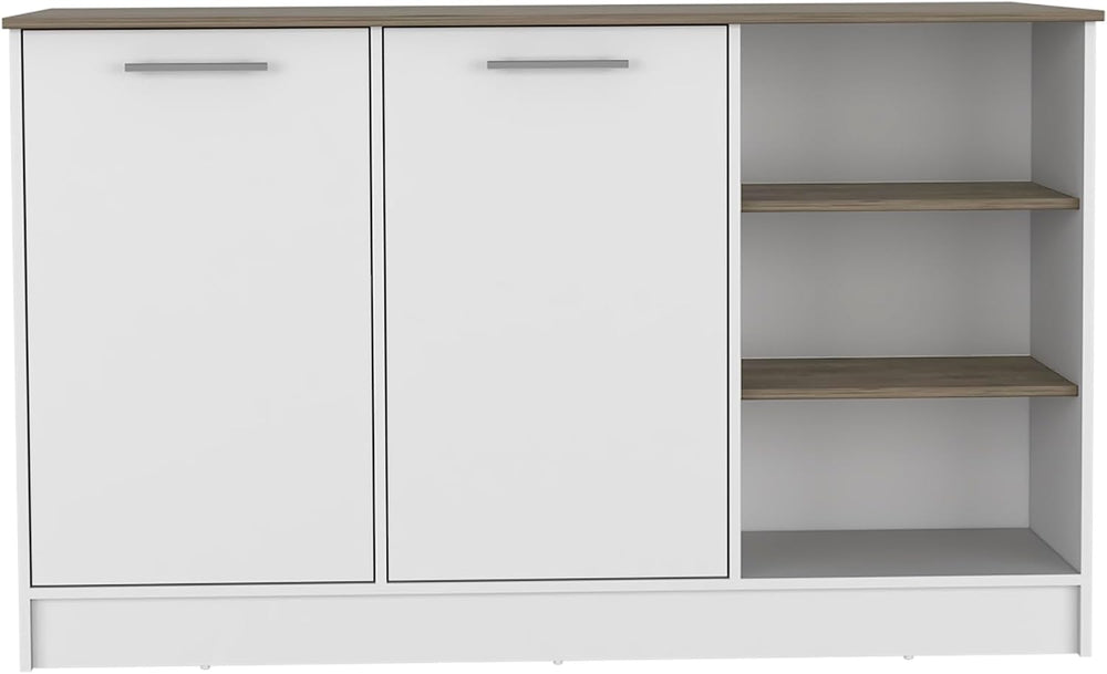 Kitchen Island with Three Open Shelves and Two Cabinets | Spacious 26" x...