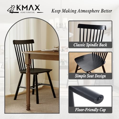 Windsor Dining Chairs Set of 2, Spindle Back Wooden Chairs