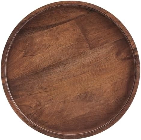 Modway Chiro Solid Wood Side Table in Walnut with Tray Top - Mid-Century Mode...