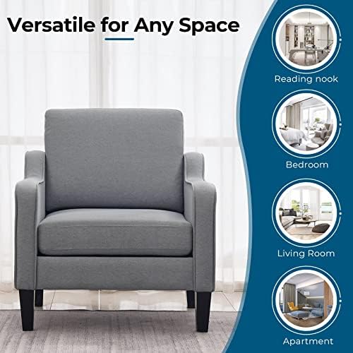 VINGLI Accent Chairs Set of 2, Linen Upholstered Armchair, Living Room