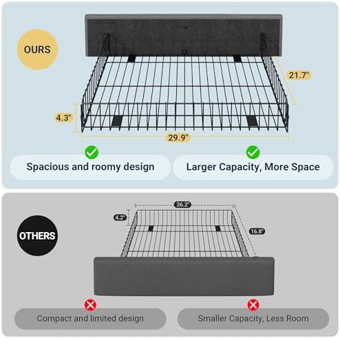 Allewie King Size Storage Bed Frame with 4 Underbed Drawers, Light Grey