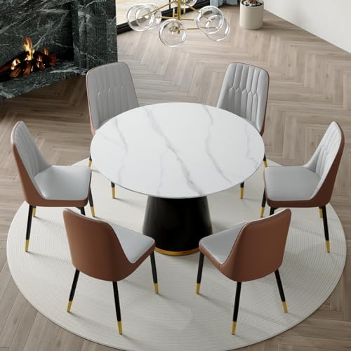Round Dining Table Set for 6, Modern Round Dining Table Small 45 Inch Dinner ...