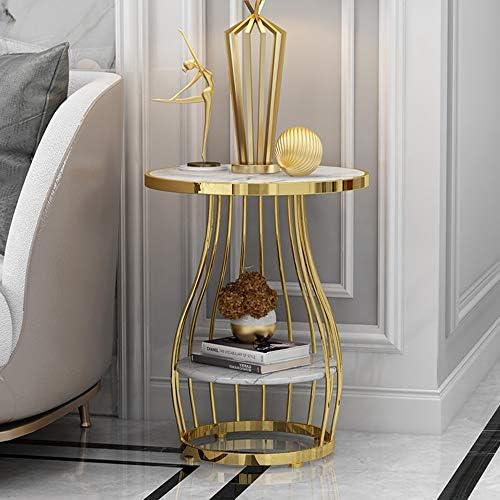 Telephone Table, Nordic Modern 2-Tier Side Table Living Room Marble Round Tel...