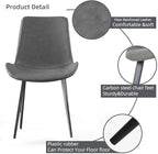 Dining Chairs Set of 4, Modern Dining & Kitchen Room Chairs, Upholstered Faux Leather Cushion Seat and Sturdy Metal Legs (4 Grey Chairs)