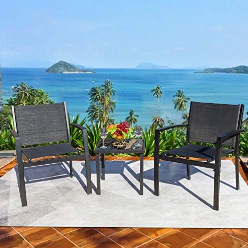Homall 3 Pieces Patio Furniture Set Outdoor Patio Conversation Textilene Bist...