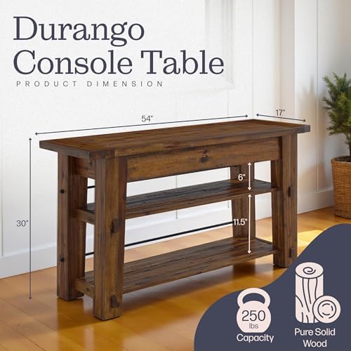 Alaterre Furniture Durango Solid Wood Console Table, Natural, 54”x17”x30”