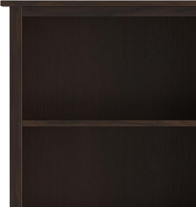SIMPLIHOME Warm Shaker Bookcase - 72 inch Tall 5-Shelf Solid Wood Bookshelf in Tobacco Brown, Transitional Storage for Living Room, Study Room or Office with Adjustable Shelves and Tapered Legs