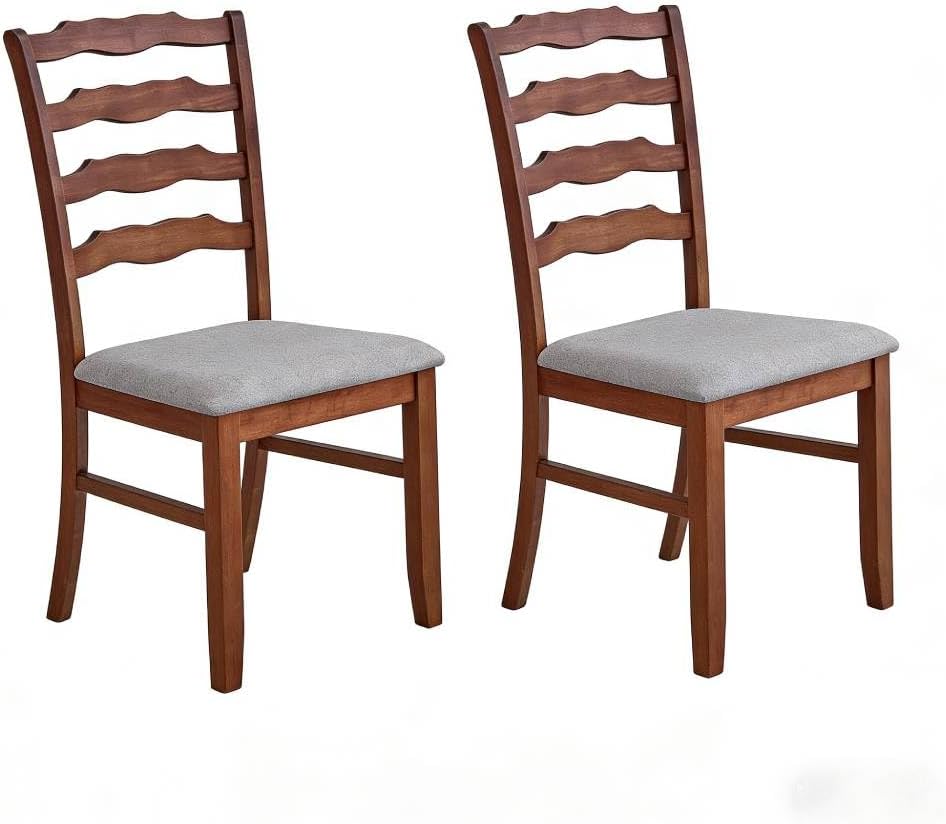 ACTU-Wood Chairs Classic Ladder Back Dining Chairs Set of 2, Cherry Color