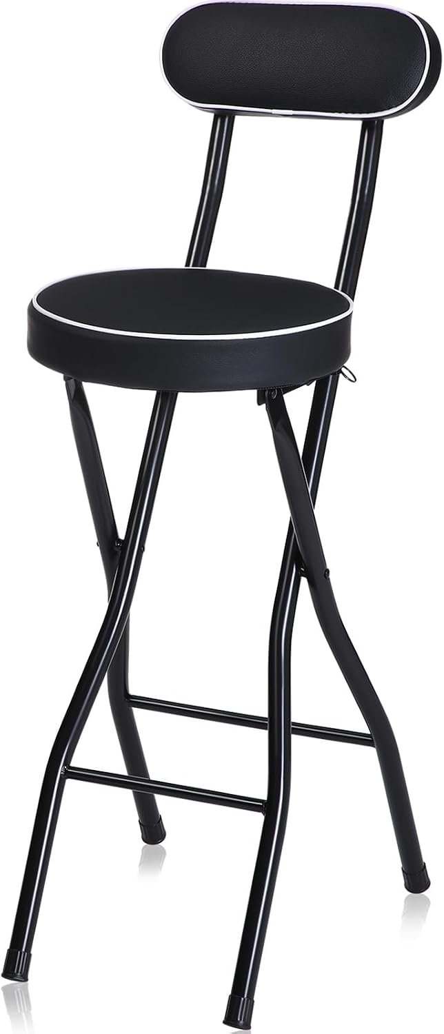 Thyle 1 Pcs 27.5 Inch Folding Bar Stool with Backrest Tall Foldable Stool Cha...