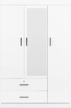 3 Doors Wardrobe Armoire Closet with Mirror, 68.2" H Wooden Freestanding Armoire Wardrobe Closet with Locking Drawers and Shelves, Bedroom Clothes Closets Wardrobes Cabinet with Hanging Rod, White