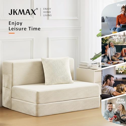 JKMAX Queen Size Folding Sofa Bed - 4 in 1 Convertible Sleeper Chair with Two...