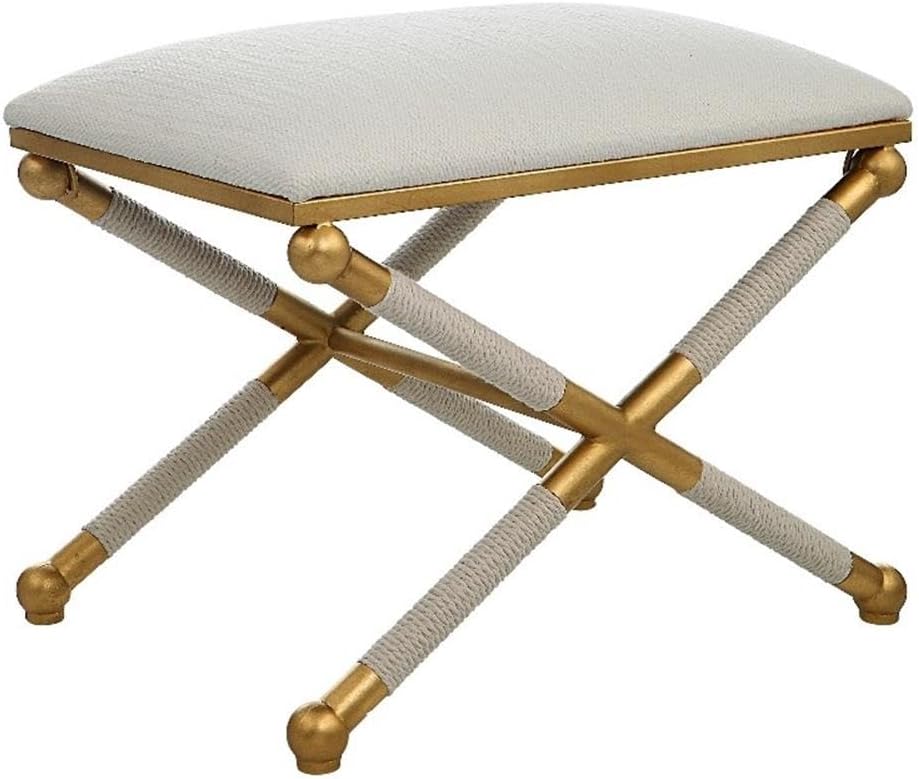 BOWERY HILL Contemporary Small Bench, 24"x17"x20.25", Iron Bas...