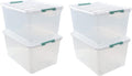 85 Quart Plastic Storage Bin, Stackable and Nestable Storage Boxes with Lids and Secure Latching Buckles, Large Storage Container for Home, Office, Garage (Clear, 85QT-4Pack)