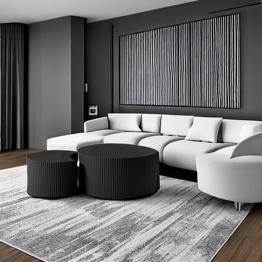 WILLIAMSPACE Nesting Coffee Table Set of 2, Round & Crescent Moon Wooden ...