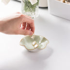 Mecaikru Ceramic Trinket Dish, Ring Tray, Decorative Jewelry Dish for Earrings Necklaces Watch Keys, for Women, White Green