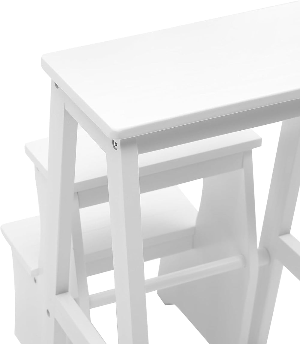 Folding Library Ladder Chair, 3-Step Stool Stepladders Lightweight Portable M...