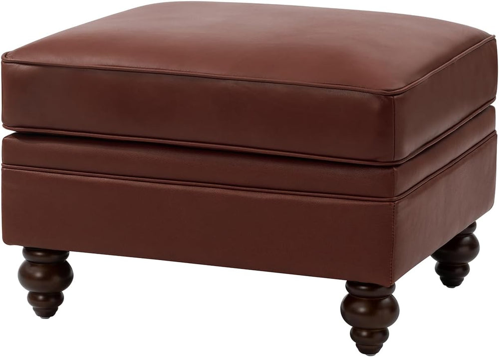 HULALA HOME Genuine Leather Ottoman Coffee Table, Ottoman Foot Rest for Livin...