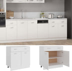 White Engineered Wood Drawer Bottom Cabinet, Modern Kitchen Storage with Smooth Lines, Space-Saving Pantry Solution, Freestanding Furniture for Dining Room