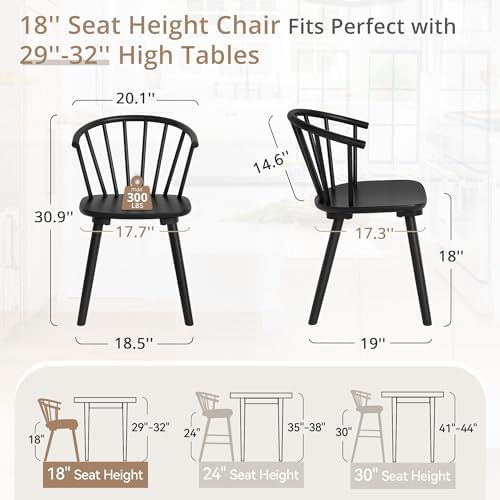 LUE BONA Black Dining Chairs Set of 4, Farmhouse Wood Dining Chairs with Semi...