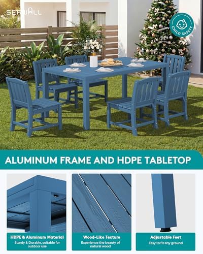 SERWALL Outdoor Dining Chairs Set of 4, Blue