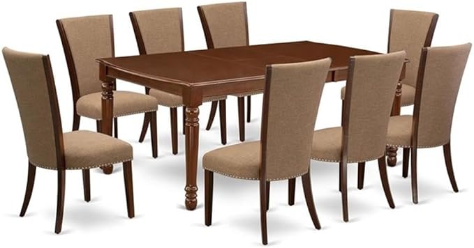 East West Furniture DOVE9-MAH-47 9 Piece Dining Set Includes a Rectangle Dini...