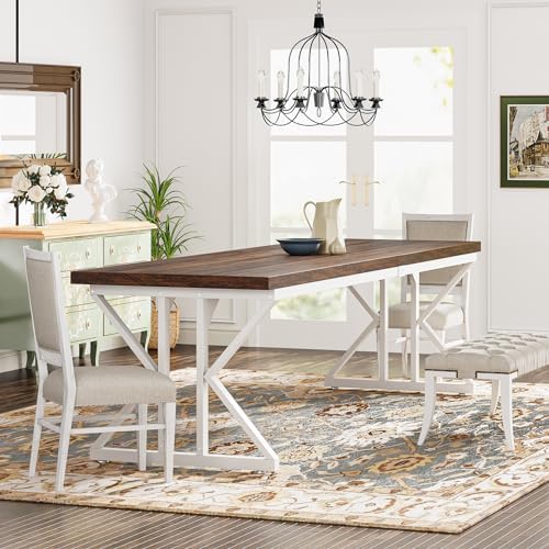 Tribesigns Farmhouse Dining Table for 6-8 People, 78.7-Inch Rectangular Wood ...