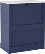SOFTSEA Modern Freestanding Kitchen Pantry with 2 Door Shelves, Sideboard Buffet Cabinet with Drawer, Coffee Bar Cabinet with 2 Adjustable Shelves for Dining Kitchen Living Room, Set of 2, Blue