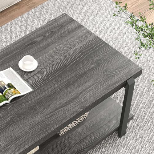 FOLUBAN Modern Coffee Table, Rustic Wood Center Table with Storage for Living...