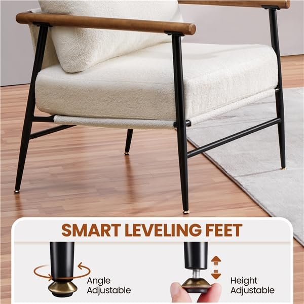 Yaheetech Accent Chairs Set of 2, Modern Living Room Chairs, Ivory | Boucle F...