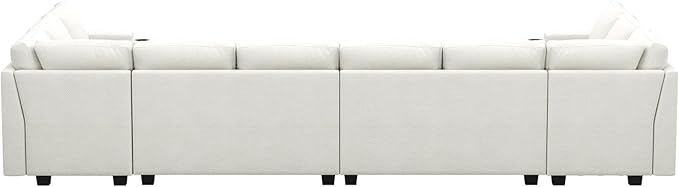 Belffin Oversized U Shaped Modular Sectional Couch for Living Room 10 Seater Modular Sofa Set with Storage Ottoman Large Sectional Couch with Cup Holder White