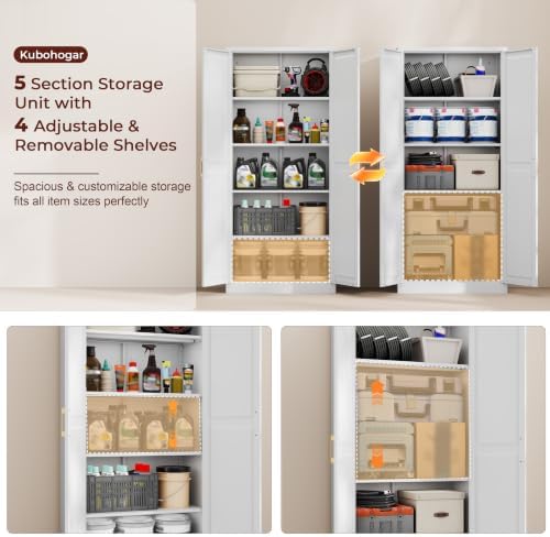 71" Tall Metal Kitchen Pantry Cabinet, Storage Cabinet with Doors | Kitc...