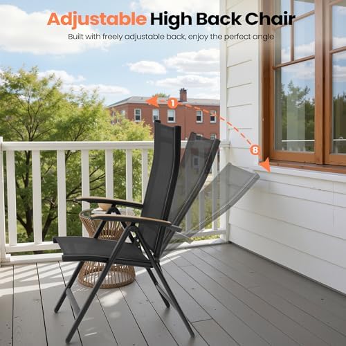Pellebant 9 Piece Outdoor Dining Set for 8, Aluminum Table & Foldable Chair