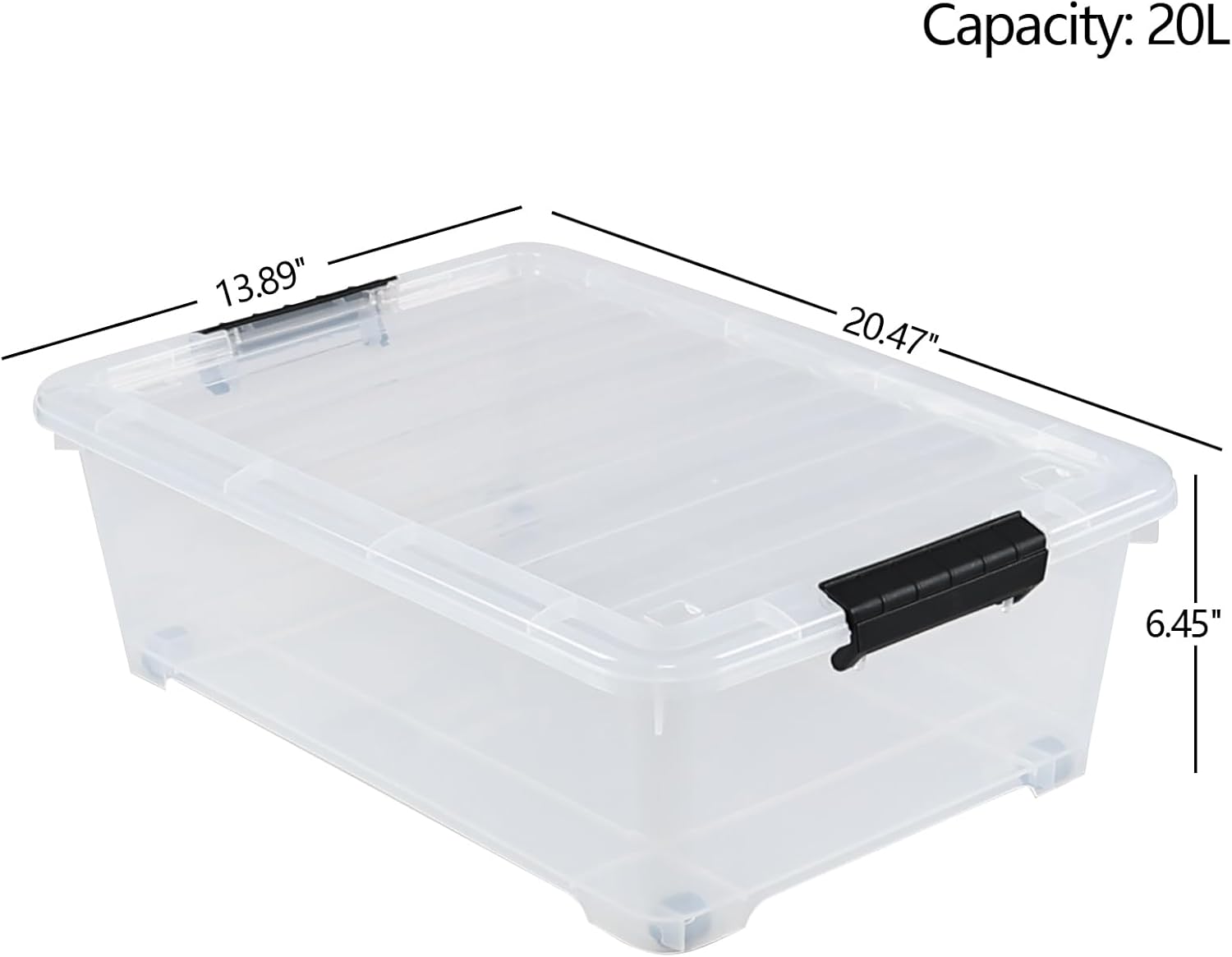 4 Packs 20 Quart Plastic Under Bed Storage Container with Lids and Wheels, Stackable and Nestable Organizer Bins, Flat Storage Box