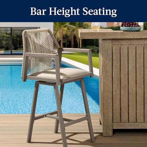 Best Choice Products Outdoor Bar Stools Set of 2, Bar Height, 360° Swivel Alu...