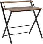 GreenForest No Assembly Folding Desk, 2-Tier Compact Computer Desk with Shelf, Space Saving Foldable Table for Home Office, Dorm or Apartment, Portable Collapsible Sturdy Laptop Desk, Espresso