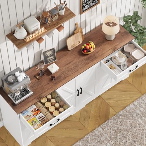 BOTLOG 71” Large Kitchen Buffet Cabinet with Adjustable Shelves