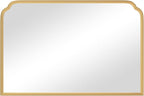 36X24 Inch Gold Bathroom Vanity Mirror for Over Sink, Modern Rounded Corner Fireplace Decor Mirror with Non-Rusting Iron Metal Framed