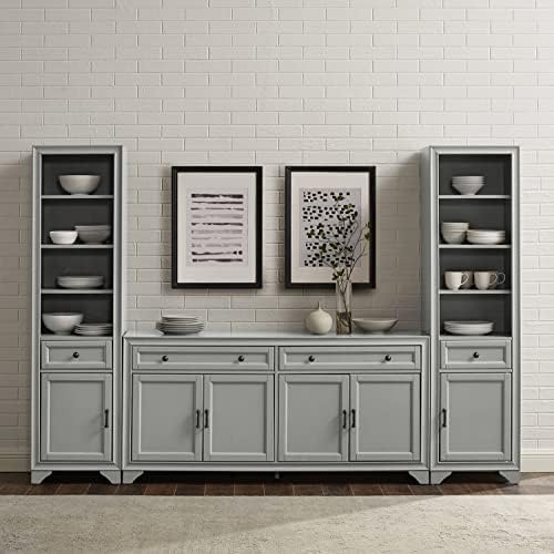 Crosley Furniture Tara 3-Piece Farmhouse Sideboard & Bookcase Set