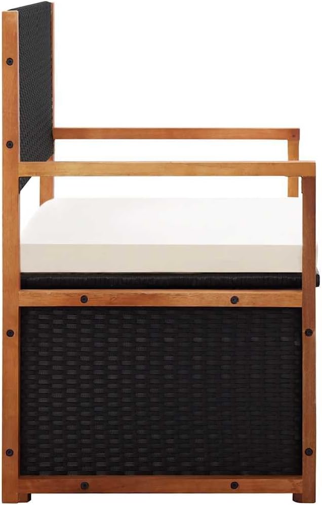 Outdoor Storage Bench with Solid Acacia Wood Accents and Comfortable Cushion,...