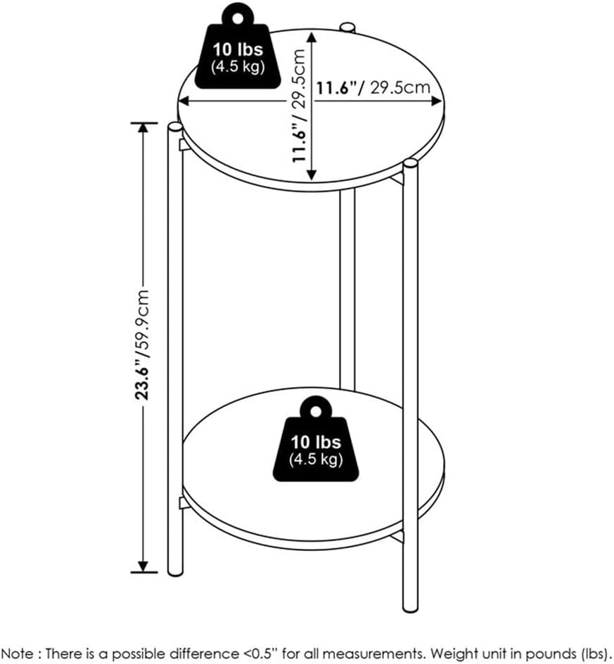 Pemberly Row 2-Tier Modern Round End Table, 11.57 x 11.57 x 23.62 Inches, Com...