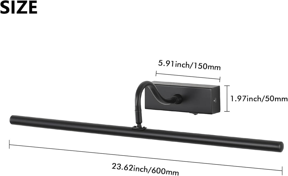 Black Picture Light, 24inch Wireless Picture Lights for Wall Rechargeable, 10...